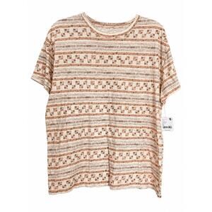 NWT Free People We The Free XS Boho Coastal Cowgirl Taupe Stripe Boxy Tee Top